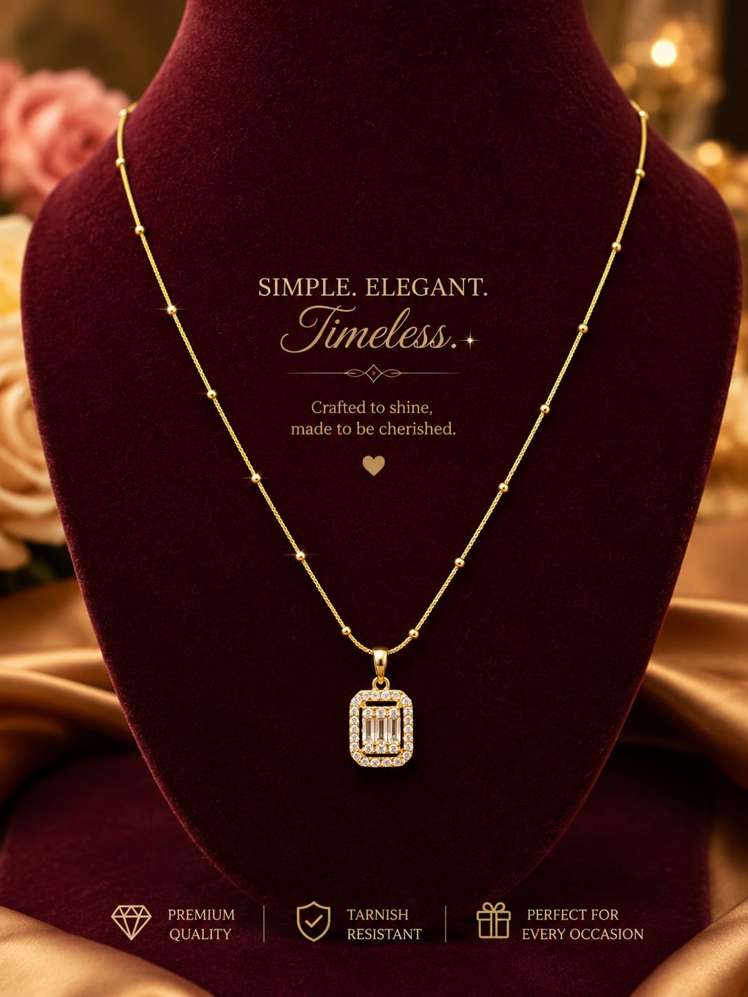 Celeste Crystal Rectangle Pendant Necklace