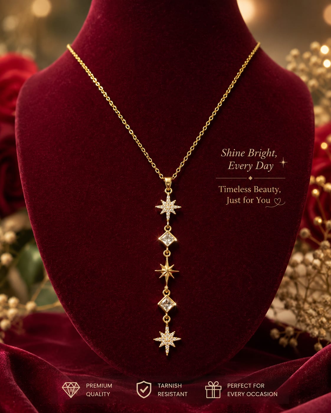Celestial Starfall Crystal Pendant Necklace