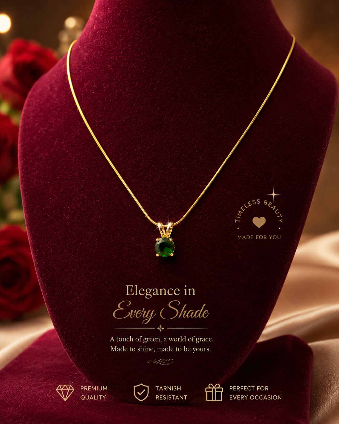 Emerald Grace Solitaire Pendant Necklace